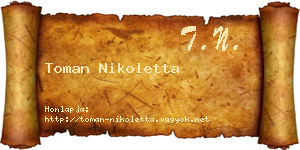 Toman Nikoletta névjegykártya